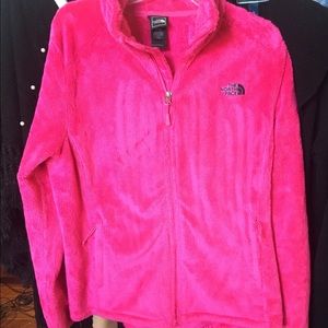 North Face fleece zip up jacket. Pink. XL.